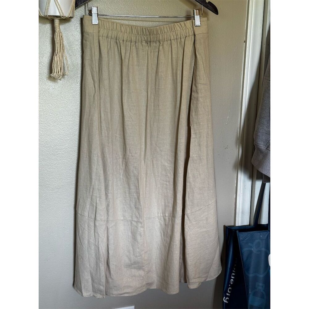 Westport Women's Beige A-Line‎ Midi Skirt XL Elastic Waist Ruffle Hem - Picture 3 of 5